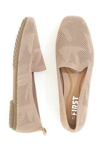 Ballerine Mocassini beige in tessuto con soletta morbida The First PRESZ32