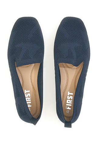 Mocassini blu in tessuto con soletta morbida The First PRESZ32