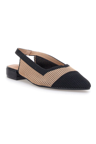 Ballerine beige e nere in tessuto con soletta morbida The First PRESZ11