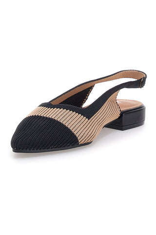 Ballerine beige e nere in tessuto con soletta morbida The First PRESZ11