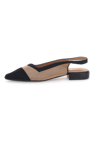 Ballerine beige e nere in tessuto con soletta morbida The First PRESZ11