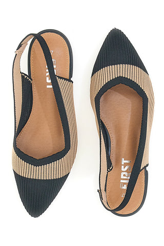 Ballerine beige e nere in tessuto con soletta morbida The First PRESZ11
