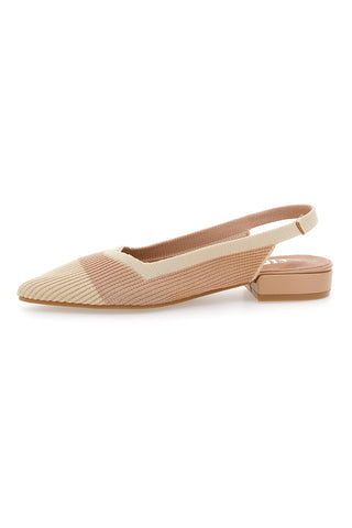 Beigefarbene Ballerinas aus Stoff mit weicher Innensohle The First PRESZ11