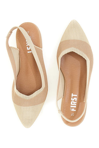 Beigefarbene Ballerinas aus Stoff mit weicher Innensohle The First PRESZ11