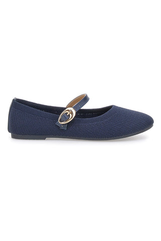 Die First PRESZ41 blauen Ballerinas aus perforiertem Stoff mit Riemen