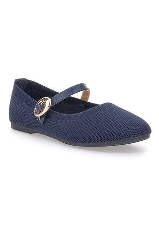 Ballerine blu in tessuto traforato con cinturino The First PRESZ41