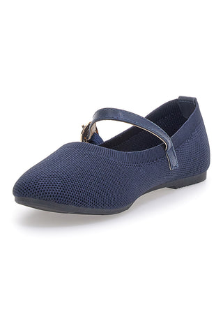 Ballerine blu in tessuto traforato con cinturino The First PRESZ41
