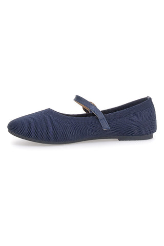 Ballerine blu in tessuto traforato con cinturino The First PRESZ41