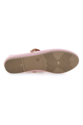 Ballerine rosa in tessuto traforato con cinturino The First PRESZ41