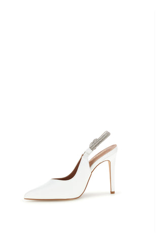 Weiße Pumps mit hohem Absatz und Glitzerriemen First Lady P650