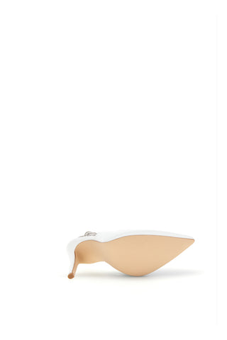 Weiße Pumps mit hohem Absatz und Glitzerriemen First Lady P650