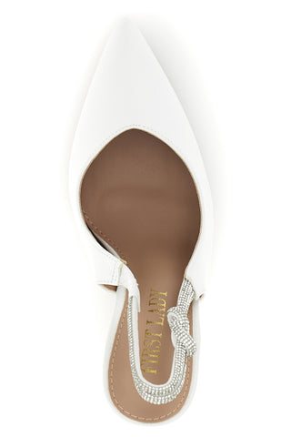 Weiße Pumps mit hohem Absatz und Glitzerriemen First Lady P650