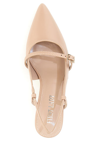 Décolleté nude slingback con cinturino First lady P652