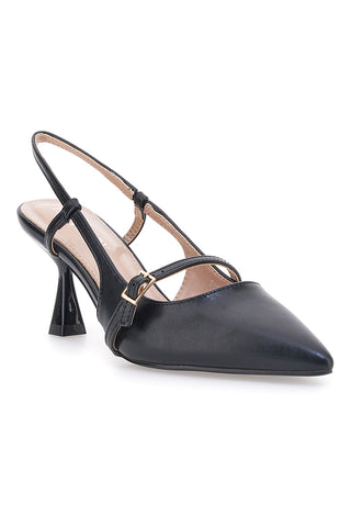 Décolleté nere slingback con cinturino First lady P652
