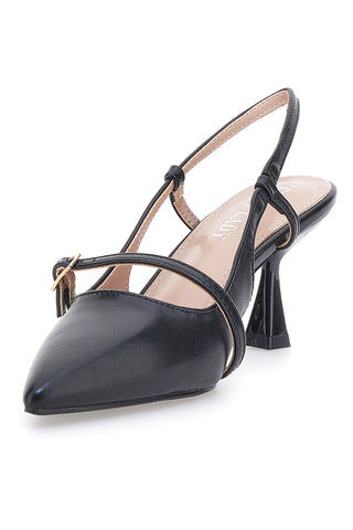 Décolleté nere slingback con cinturino First lady P652