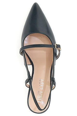Décolleté nere slingback con cinturino First lady P652