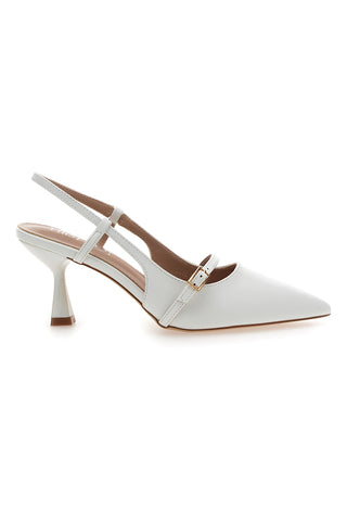 Weiße Slingback-Pumps mit Riemen First Lady P652