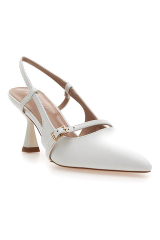 Décolleté bianche slingback con cinturino First lady P652