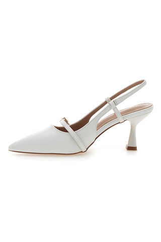 Décolleté bianche slingback con cinturino First lady P652