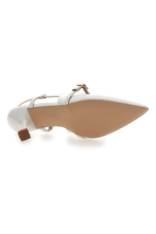 Décolleté bianche slingback con cinturino First lady P652