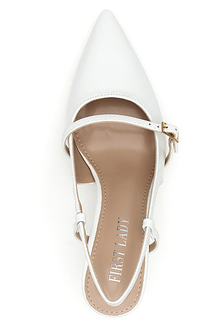 Décolleté bianche slingback con cinturino First lady P652