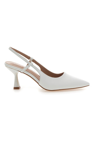 Décolleté bianche slingback con tacco First lady P653