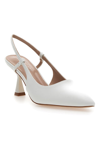 Décolleté bianche slingback con tacco First lady P653