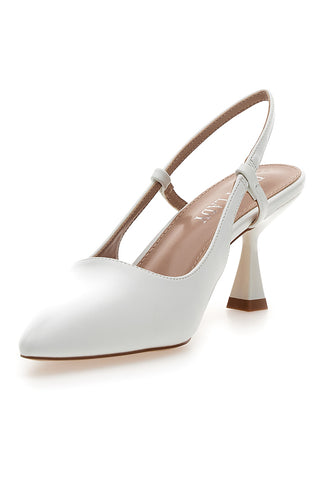 Décolleté bianche slingback con tacco First lady P653