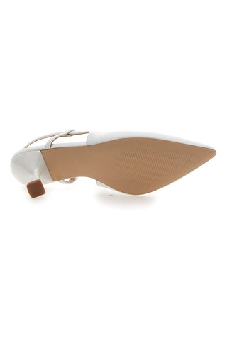 Weiße Slingback-Pumps mit Absatz First Lady P653