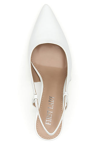 Weiße Slingback-Pumps mit Absatz First Lady P653