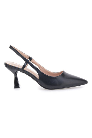 Schwarze Slingback-Pumps mit Absatz First Lady P653