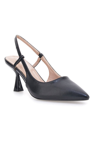 Schwarze Slingback-Pumps mit Absatz First Lady P653
