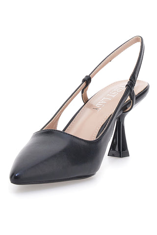 Schwarze Slingback-Pumps mit Absatz First Lady P653