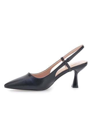 Schwarze Slingback-Pumps mit Absatz First Lady P653