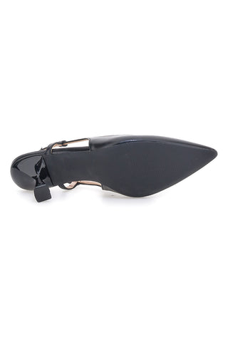 Schwarze Slingback-Pumps mit Absatz First Lady P653