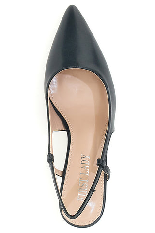 Schwarze Slingback-Pumps mit Absatz First Lady P653