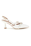 Weiße Slingback-Pumps mit Riemen First Lady P655