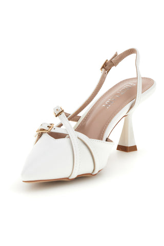Weiße Slingback-Pumps mit Riemen First Lady P655