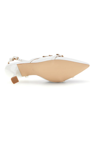 Weiße Slingback-Pumps mit Riemen First Lady P655