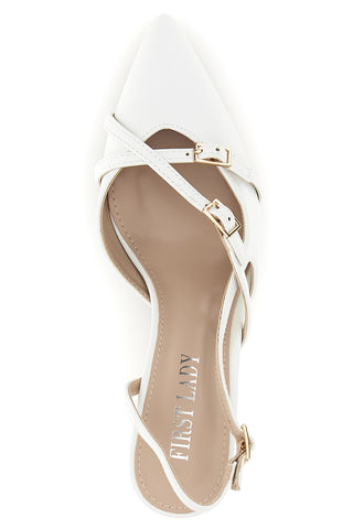 Décolleté slingback bianche con cinturini First lady P655