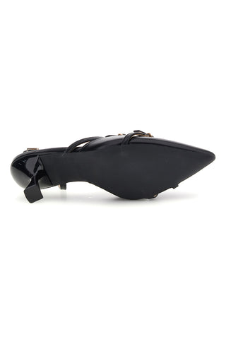 Schwarze Slingback-Pumps mit Riemchen First Lady P655