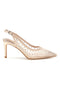 Beige Tüll Slingback Pumps mit Strasssteinen First Lady P656