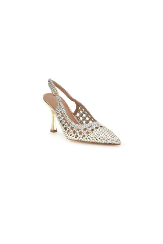 Gold und Silber Pumps mit Strass und Riemen First Lady P660