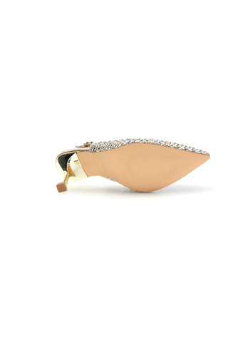 Gold und Silber Pumps mit Strass und Riemen First Lady P660