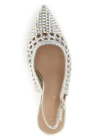 Gold und Silber Pumps mit Strass und Riemen First Lady P660