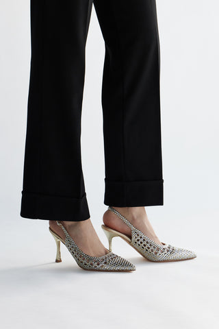 Gold und Silber Pumps mit Strass und Riemen First Lady P660