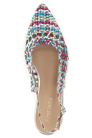 Mehrfarbige gewebte Slingback-Pumps First Lady P661