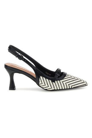 Décolleté Slingback nere con cinturino e tacco medio First lady P666
