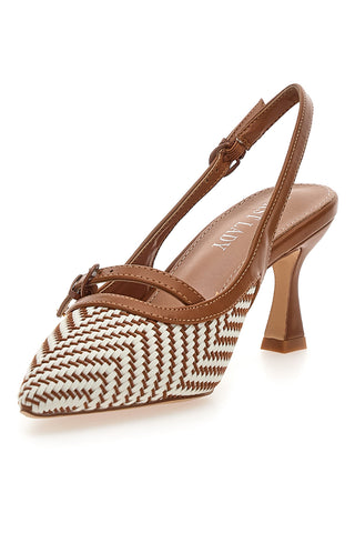 Décolleté marrone con cinturino e tacco medio First lady P666