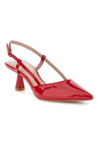 Décolleté slingback rosse effetto vernice First lady P669